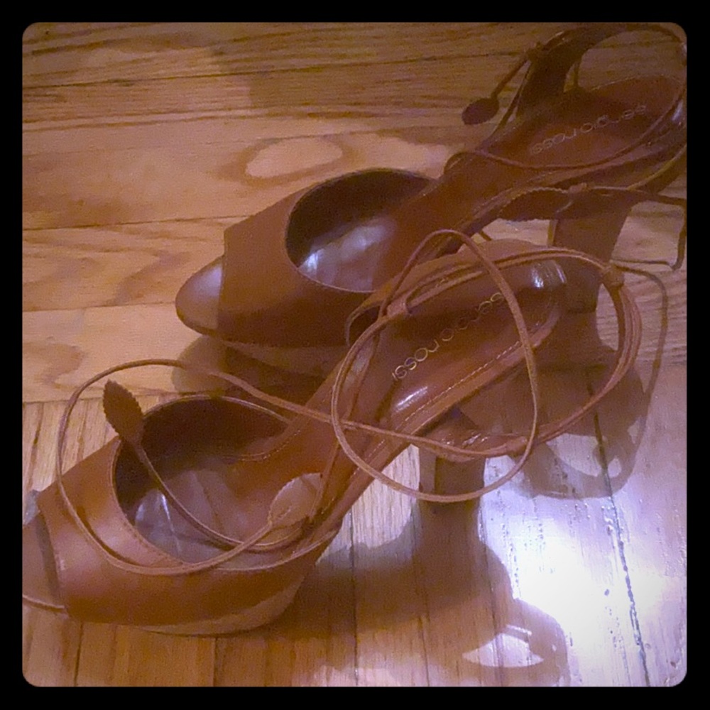 Sergio Rossi Brown High Heel & Platform Sandals